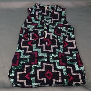 Charlotte Russe Ladies Geometrical Teal Pink Blouse XS